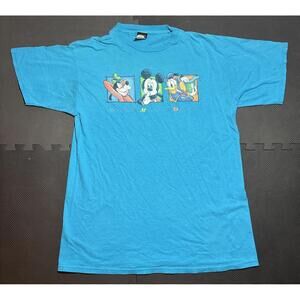 Disney Shirt Mens XL Mickey And Friends Blue Graphic Tee Donald Goofy Mickey 90s